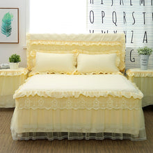 Load image into Gallery viewer, 1 Piece Lace Bed Skirt +2pieces Pillowcases bedding set Princess Bedding Bedspreads sheet Bed For Girl bed Cover King/Queen size