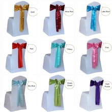 Load image into Gallery viewer, 50pcs Satin Wedding Chair Sash Bow Tie Satin Ribbon Chair Bands for Wedding Decoration Hotel Party Supplies