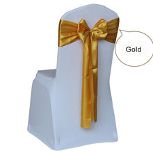 Load image into Gallery viewer, 50pcs Satin Wedding Chair Sash Bow Tie Satin Ribbon Chair Bands for Wedding Decoration Hotel Party Supplies
