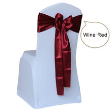 Load image into Gallery viewer, 50pcs Satin Wedding Chair Sash Bow Tie Satin Ribbon Chair Bands for Wedding Decoration Hotel Party Supplies