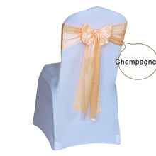 Load image into Gallery viewer, 50pcs Satin Wedding Chair Sash Bow Tie Satin Ribbon Chair Bands for Wedding Decoration Hotel Party Supplies