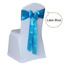 Load image into Gallery viewer, 50pcs Satin Wedding Chair Sash Bow Tie Satin Ribbon Chair Bands for Wedding Decoration Hotel Party Supplies