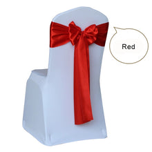 Load image into Gallery viewer, 50pcs Satin Wedding Chair Sash Bow Tie Satin Ribbon Chair Bands for Wedding Decoration Hotel Party Supplies