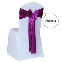 Load image into Gallery viewer, 50pcs Satin Wedding Chair Sash Bow Tie Satin Ribbon Chair Bands for Wedding Decoration Hotel Party Supplies
