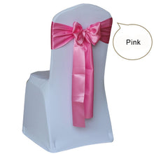Load image into Gallery viewer, 50pcs Satin Wedding Chair Sash Bow Tie Satin Ribbon Chair Bands for Wedding Decoration Hotel Party Supplies