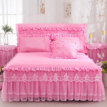 Load image into Gallery viewer, 1 Piece Lace Bed Skirt +2pieces Pillowcases bedding set Princess Bedding Bedspreads sheet Bed For Girl bed Cover King/Queen size
