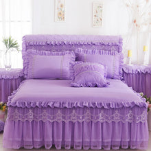 Load image into Gallery viewer, 1 Piece Lace Bed Skirt +2pieces Pillowcases bedding set Princess Bedding Bedspreads sheet Bed For Girl bed Cover King/Queen size
