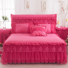 Load image into Gallery viewer, 1 Piece Lace Bed Skirt +2pieces Pillowcases bedding set Princess Bedding Bedspreads sheet Bed For Girl bed Cover King/Queen size

