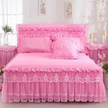 Load image into Gallery viewer, 1 Piece Lace Bed Skirt +2pieces Pillowcases bedding set Princess Bedding Bedspreads sheet Bed For Girl bed Cover King/Queen size
