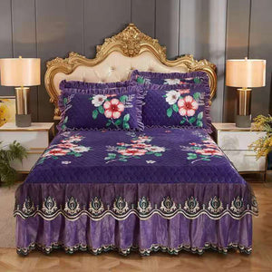 High Grade Luxury Soft Bed Skirt Winter Plush Thick Quilted Bed Cover Skirt King Queen Pad Bedspread Not Including Pillowcase