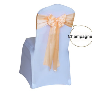 50pcs Satin Wedding Chair Sash Bow Tie Satin Ribbon Chair Bands for Wedding Decoration Hotel Party Supplies