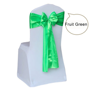 50pcs Satin Wedding Chair Sash Bow Tie Satin Ribbon Chair Bands for Wedding Decoration Hotel Party Supplies