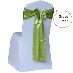50pcs Satin Wedding Chair Sash Bow Tie Satin Ribbon Chair Bands for Wedding Decoration Hotel Party Supplies