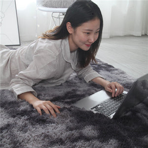 European long hair fashion bedroom carpet bay window bedside mat washable personality blanket Gradient color living room rug