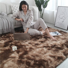 Load image into Gallery viewer, European long hair fashion bedroom carpet bay window bedside mat washable personality blanket Gradient color living room rug
