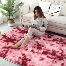 Load image into Gallery viewer, European long hair fashion bedroom carpet bay window bedside mat washable personality blanket Gradient color living room rug
