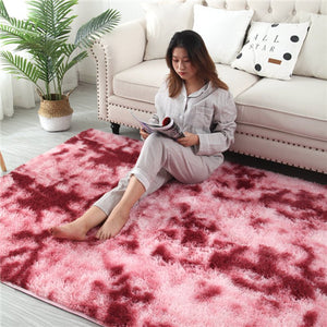 European long hair fashion bedroom carpet bay window bedside mat washable personality blanket Gradient color living room rug