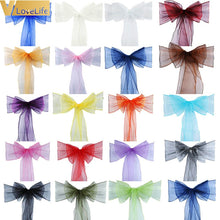 Load image into Gallery viewer, 100pcs High Quality Organza Chair Sashes Wedding Chair Knot Cover Chairs Bow Band Belt Ties For Weddings Banquet 100x Decoration
