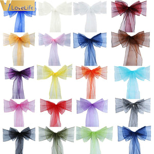 100pcs High Quality Organza Chair Sashes Wedding Chair Knot Cover Chairs Bow Band Belt Ties For Weddings Banquet 100x Decoration