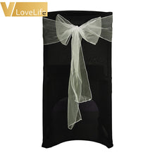 Load image into Gallery viewer, 100pcs High Quality Organza Chair Sashes Wedding Chair Knot Cover Chairs Bow Band Belt Ties For Weddings Banquet 100x Decoration
