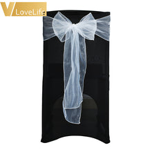 Load image into Gallery viewer, 100pcs High Quality Organza Chair Sashes Wedding Chair Knot Cover Chairs Bow Band Belt Ties For Weddings Banquet 100x Decoration
