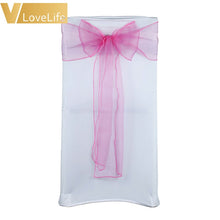 Load image into Gallery viewer, 100pcs High Quality Organza Chair Sashes Wedding Chair Knot Cover Chairs Bow Band Belt Ties For Weddings Banquet 100x Decoration
