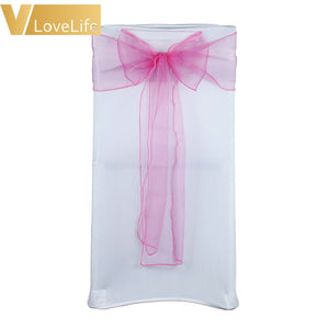 100pcs High Quality Organza Chair Sashes Wedding Chair Knot Cover Chairs Bow Band Belt Ties For Weddings Banquet 100x Decoration