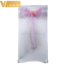 Load image into Gallery viewer, 100pcs High Quality Organza Chair Sashes Wedding Chair Knot Cover Chairs Bow Band Belt Ties For Weddings Banquet 100x Decoration

