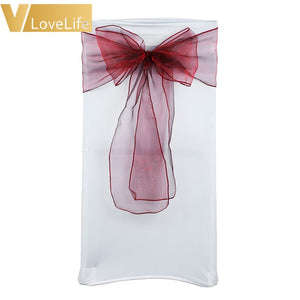 100pcs High Quality Organza Chair Sashes Wedding Chair Knot Cover Chairs Bow Band Belt Ties For Weddings Banquet 100x Decoration