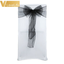 Load image into Gallery viewer, 100pcs High Quality Organza Chair Sashes Wedding Chair Knot Cover Chairs Bow Band Belt Ties For Weddings Banquet 100x Decoration
