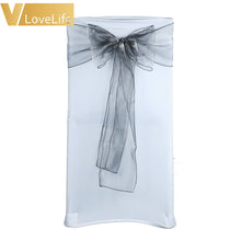 Load image into Gallery viewer, 100pcs High Quality Organza Chair Sashes Wedding Chair Knot Cover Chairs Bow Band Belt Ties For Weddings Banquet 100x Decoration
