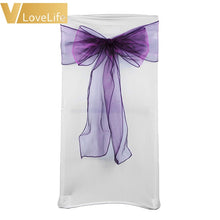 Load image into Gallery viewer, 100pcs High Quality Organza Chair Sashes Wedding Chair Knot Cover Chairs Bow Band Belt Ties For Weddings Banquet 100x Decoration
