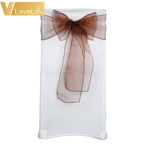 100pcs High Quality Organza Chair Sashes Wedding Chair Knot Cover Chairs Bow Band Belt Ties For Weddings Banquet 100x Decoration
