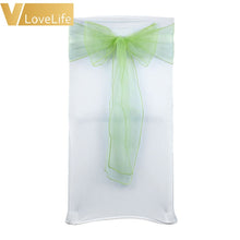 Load image into Gallery viewer, 100pcs High Quality Organza Chair Sashes Wedding Chair Knot Cover Chairs Bow Band Belt Ties For Weddings Banquet 100x Decoration
