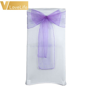 100pcs High Quality Organza Chair Sashes Wedding Chair Knot Cover Chairs Bow Band Belt Ties For Weddings Banquet 100x Decoration