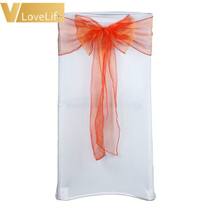 100pcs High Quality Organza Chair Sashes Wedding Chair Knot Cover Chairs Bow Band Belt Ties For Weddings Banquet 100x Decoration